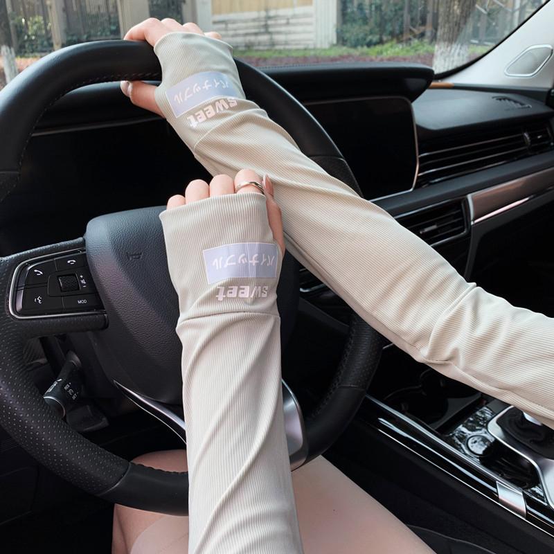 UV Solar Armstulpen Frau Radfahren Fingerlose Handschuhe Kühlmuff Sommer Eisseide Elastischer Armschutz Fahren Sonnenschutzärmel