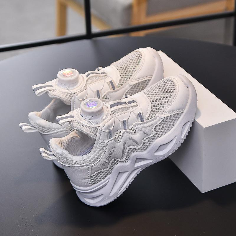 Classmate boys sports shoes 2025 spring and autumn new running shoes summer mesh buttons children's breathable single mesh shoes