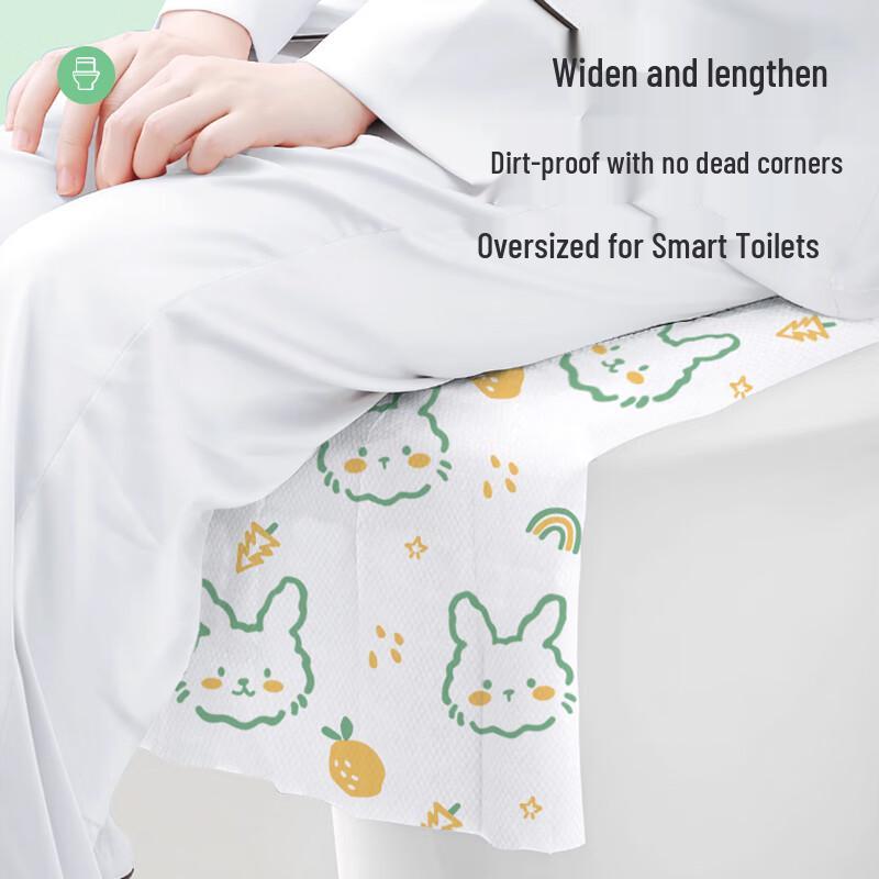 Disposable Waterproof Toilet Seat Covers with Green Rabbit Print