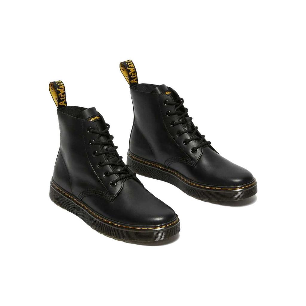 Dr. Martens Leather Round Toe Thick Sole Lace-Up Ankle Boots Unisex boots Black 27778001