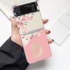 Golden Letter Flower Fashion Phone Case For Samsung Galaxy Z Flip 3 4 5 6 7 Hard Folding Z Flip4 Clear PC Cover Protector Gift