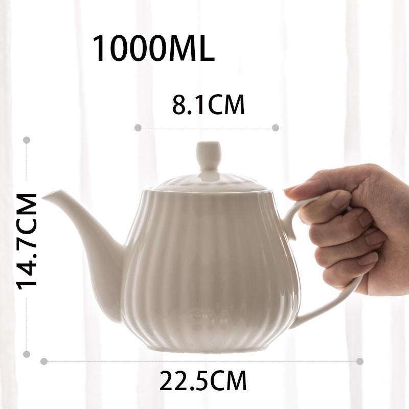 Bone China Coffee Pot Office Teapot Ceramic Large Capacity Tea Pot with Filter Creative Household Simple Handmade White Kettle
