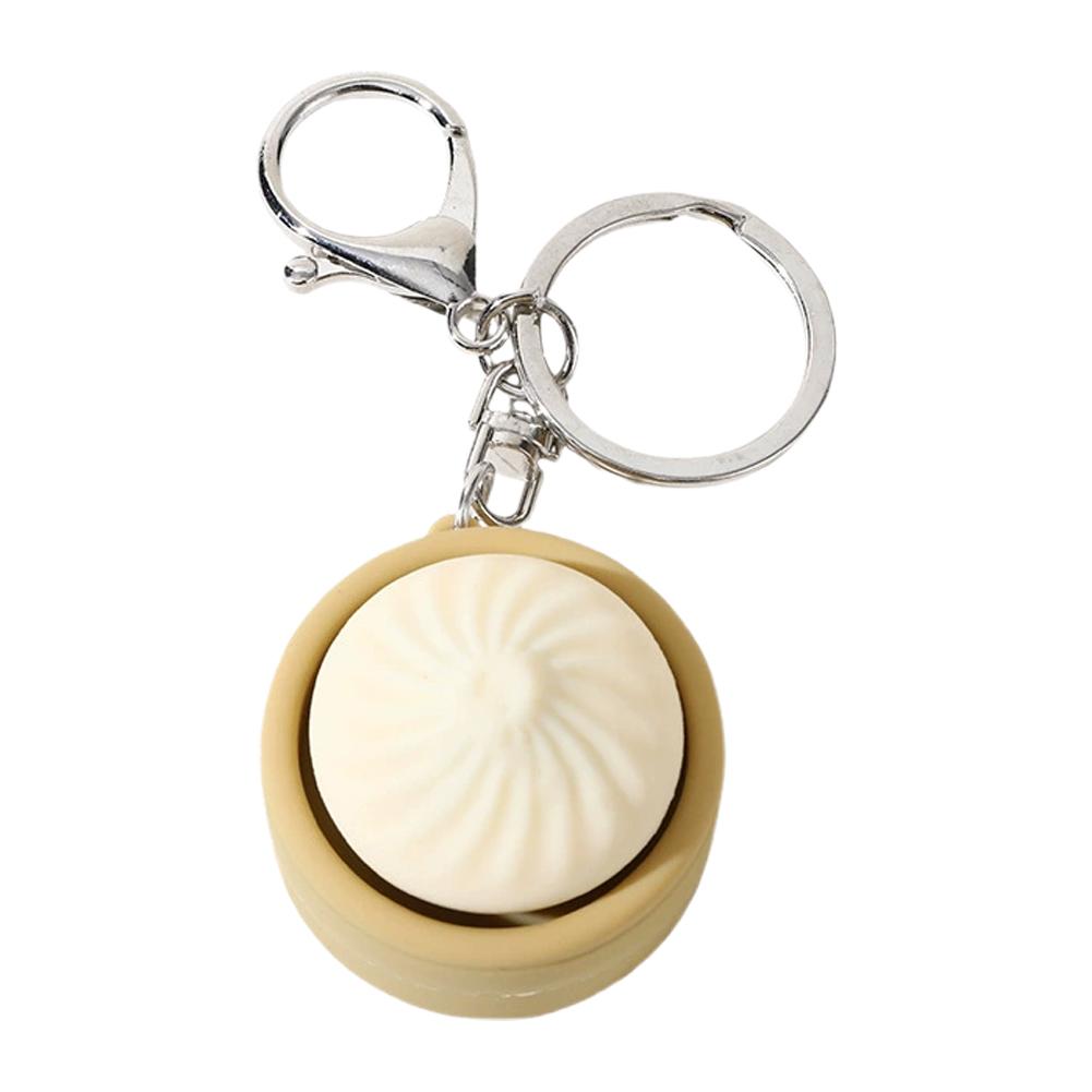 

Cute Steamed Stuffed Bun Keychain Food Clicker Decompression Toy Bag Pendant Funny Stress Relief Gift Present