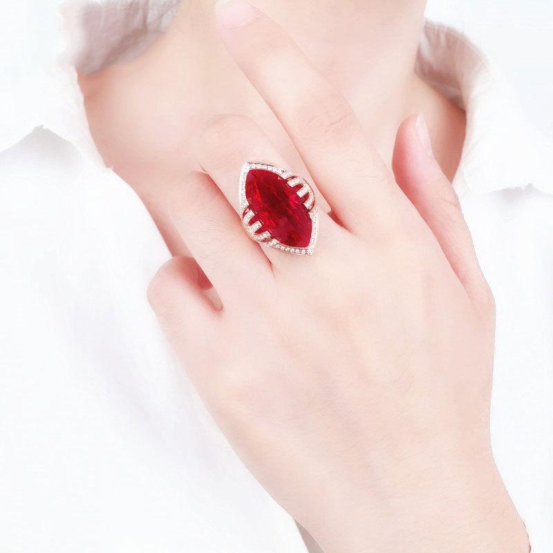 Lila Gold Rhombus Rubin Ring Temperament Mode Luxus Roségold Zirkon Überzogener Ring Schmuck