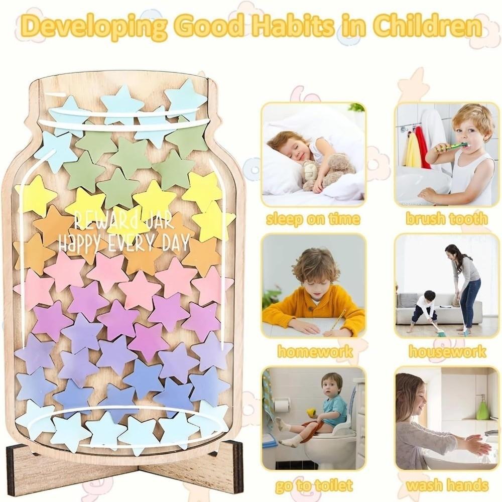 Reward System Star Reward Jars with 45 Stars Self-discipline Reward Bottle  Office