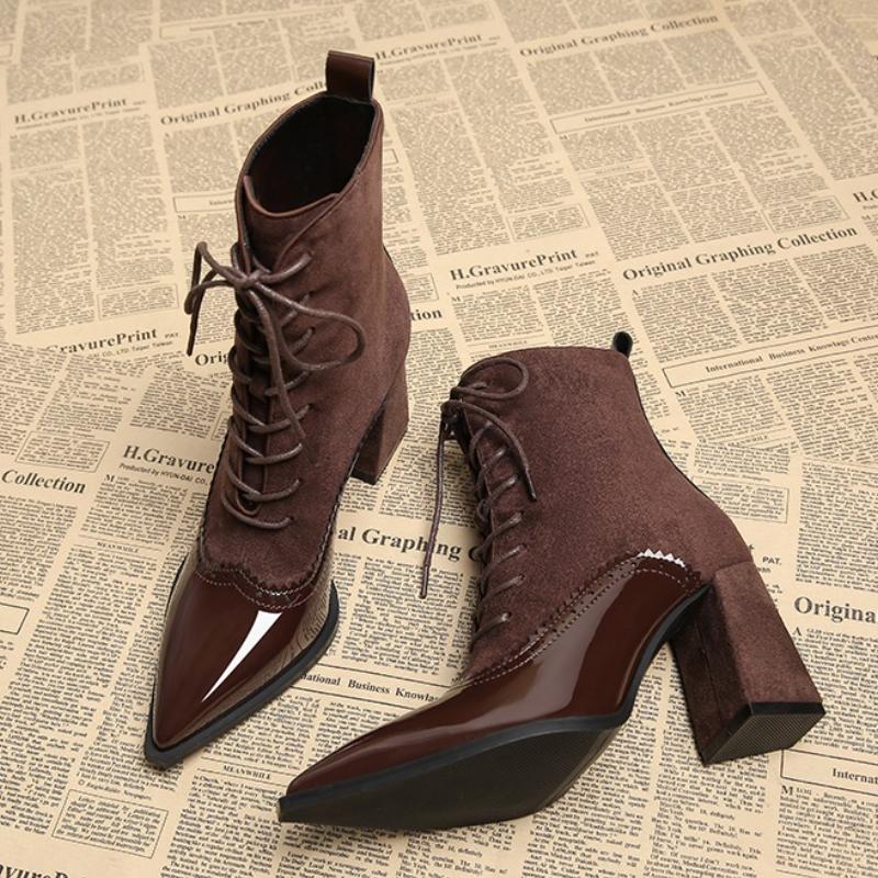 Mode Damen Stiefeletten Mode Spitzschuh Hohe Absätze Schuhe für Frau Luxus Kleid Winterstiefel 2025 Neue Pumps Mujer Chelsea Stiefel