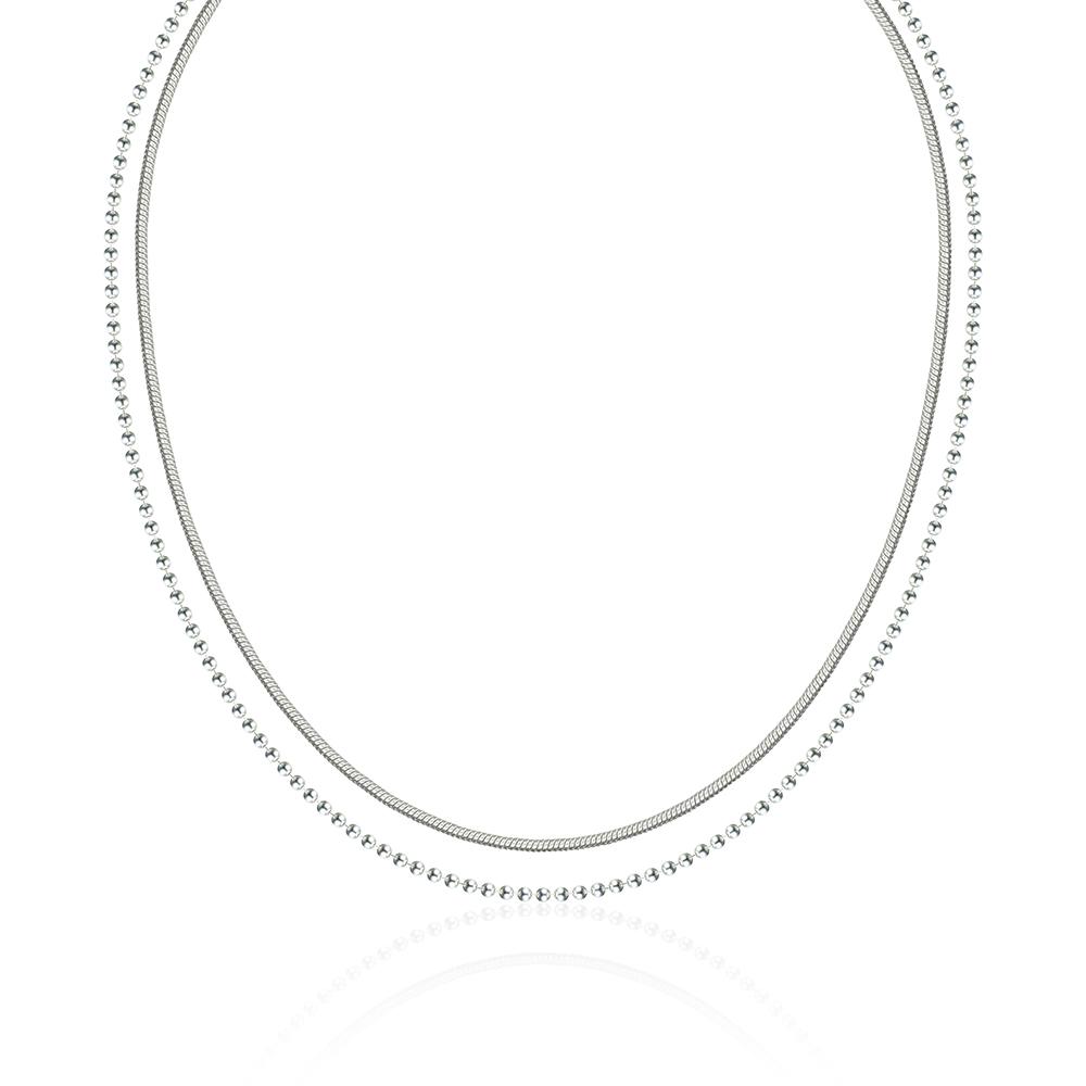 Lunne Silver 925 Double-Strand Layered Silky Chain Necklace #Lsn37