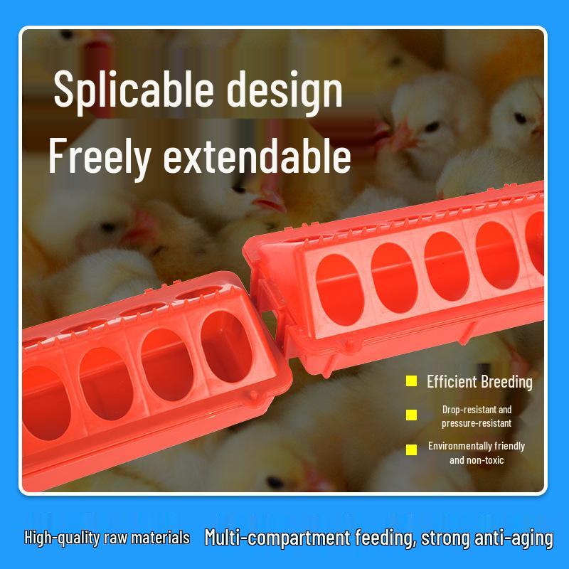Anti-Spill Poultry Feeder: Long Trough for Feeding Chickens, Chicks, Ducks, & Geese; Spliceable Waterer Artifact for Farming.