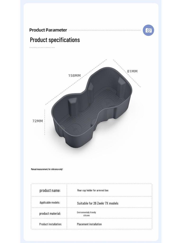 Couvercle de rechange pour boîte d'accoudoir et porte-gobelet Zeekr 7x - Convient à 26 modèles