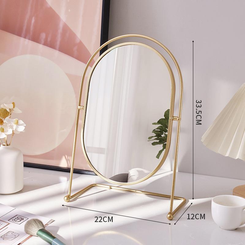 Light Luxury Rotating Makeup Mirror, High Definition Round Cosmetic Mirror for Bedroom Desk, Dorm Home Vanity Table