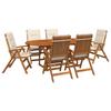 7 Piece Outdoor Dining Set Natural Solid Acacia Wood