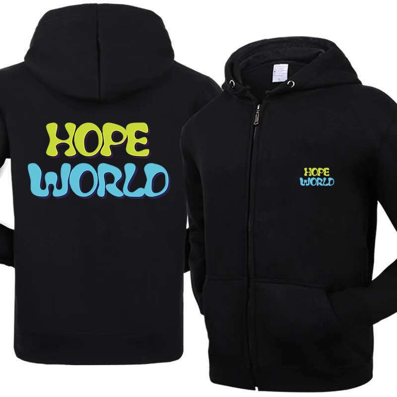 

Куртка с капюшоном больших размеров на молнии Мужская мода J-hope Hope World Свободная мужская одежда с капюшоном