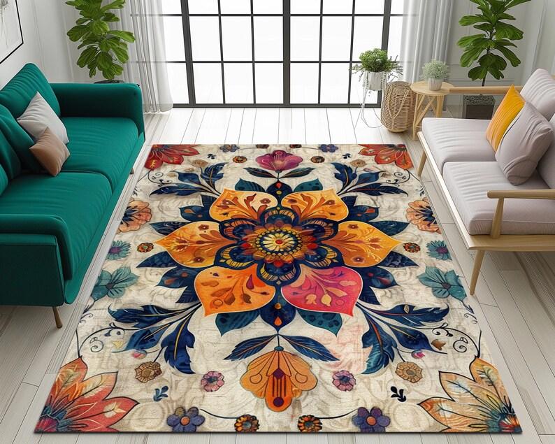 

Ковер с цветочным узором, нескользящий, моющийся, стильный современный ковер для гостиной, прочный, уютный коврик-дорожка для домашнего декора 60*90cm