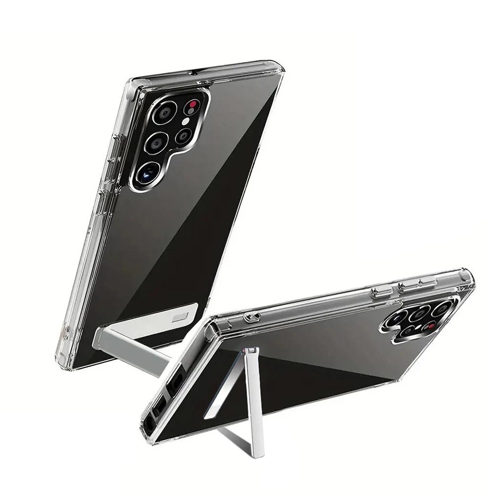 

UYUXIO Прозрачный чехол для мобильного телефона с подставкой для Samsung Galaxy S26 S25 Ultra Plus S24 S23 FE S22 Чехлы-подставки Задняя крышка с держателем For S23 Ultra
