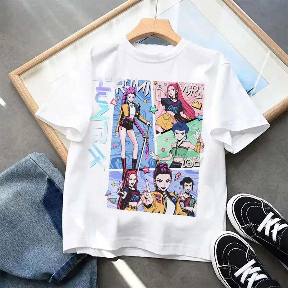 Kpop Demon Hunters Children's Clothing Cotton Short Sleeve T-shirt Kpop Demon Hunters Tiger Harajuku Tshirt for Boys Girls Gift