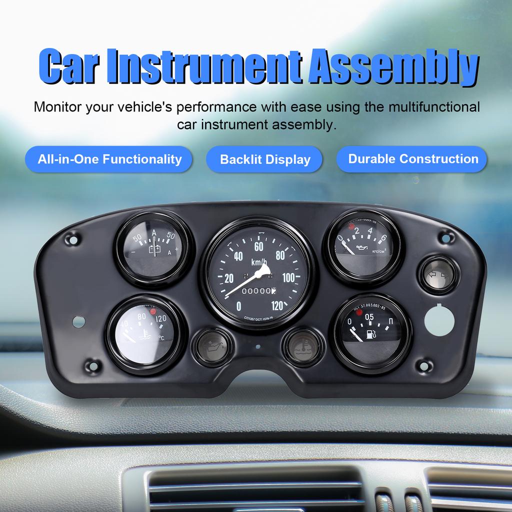 5 in 1 MultiFunctional Car Speedometer Fuel Gauge Oil Pressure Gauge Water Temperature Gauge