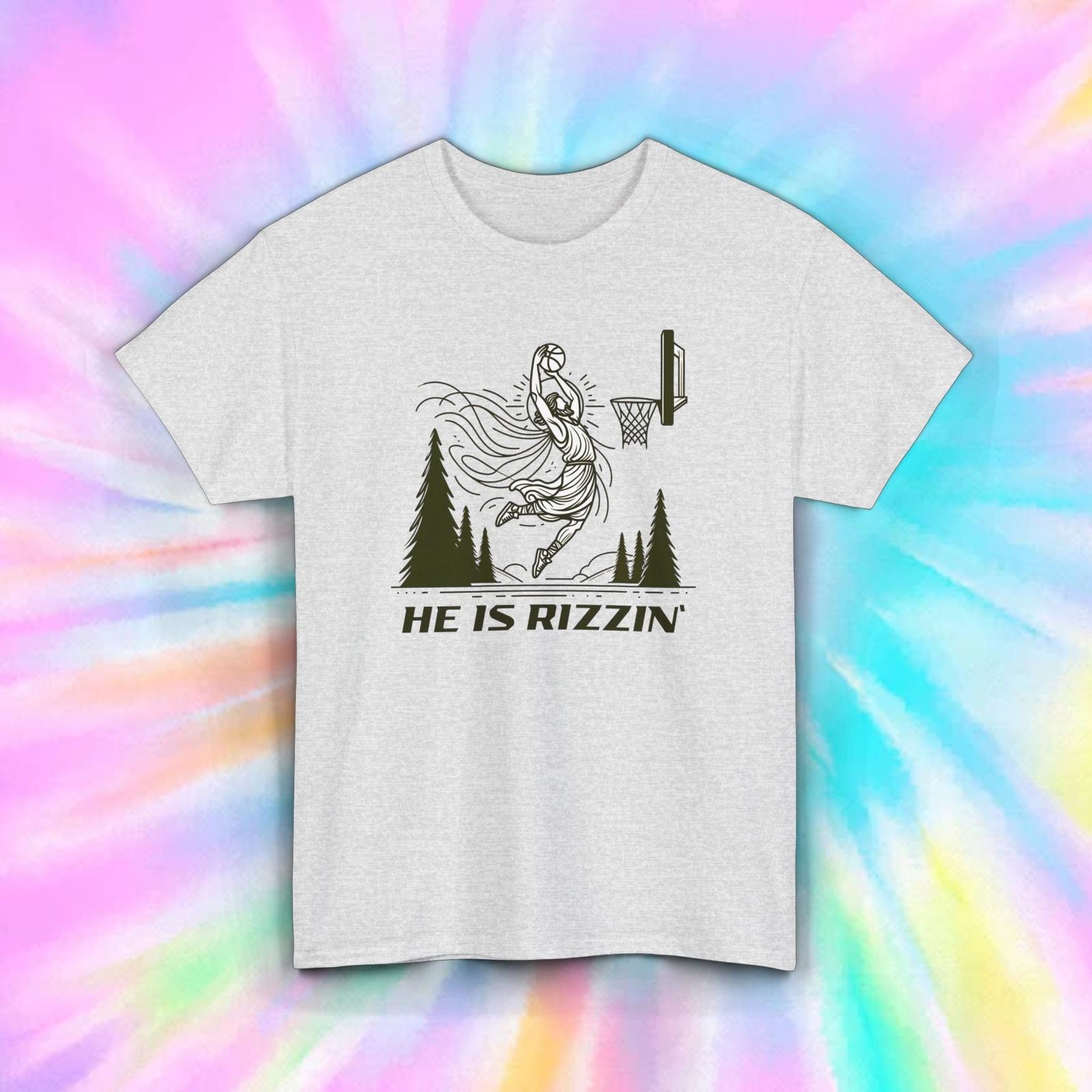 He Is Rizzin Basketball Jesus T-Shirt Mens Womens Tees Top | Funny Christian Graphic Tee S
