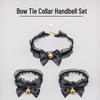 Romantic Lace Trim Bow Wristband & Bell Collar Necklace