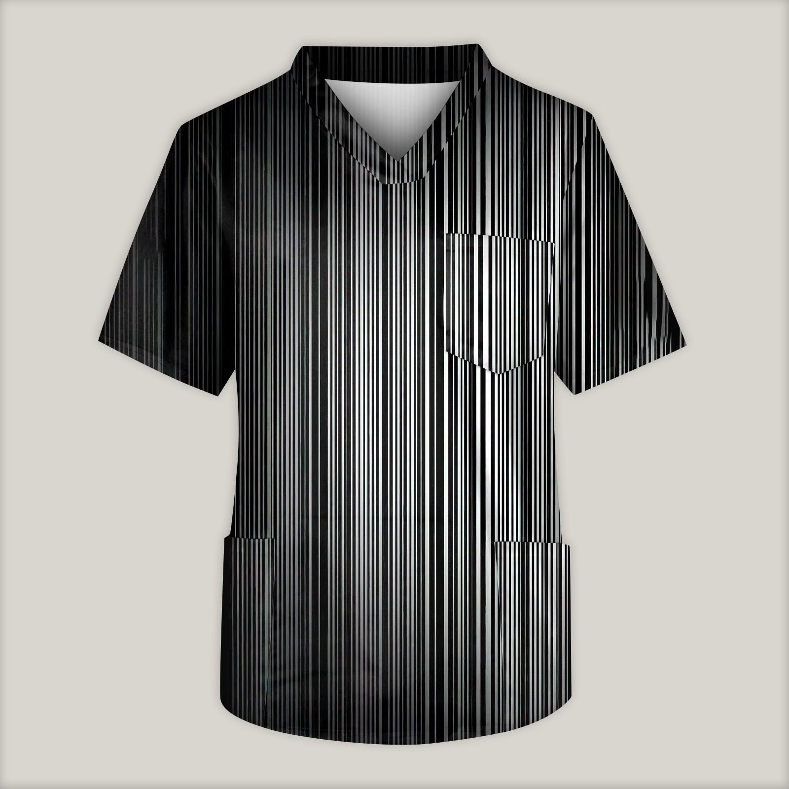 

Мужская рабочая блузка с короткими рукавами и v-образным вырезом с принтом, топ с нагрудным карманом M