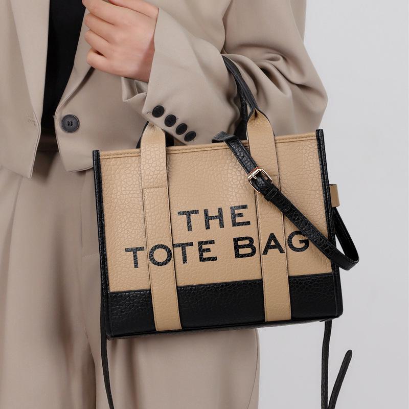 Dvoubarevná evropská a americká módní velká tote taška přes rameno a crossbody