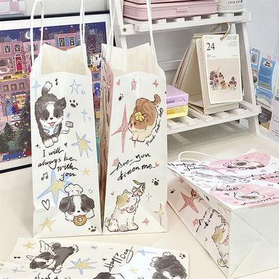 Söt Hund Papperspåse Handväska Shoppingväska Förpackningspåse Presentpåse Förvaringspåse Presentförpackning