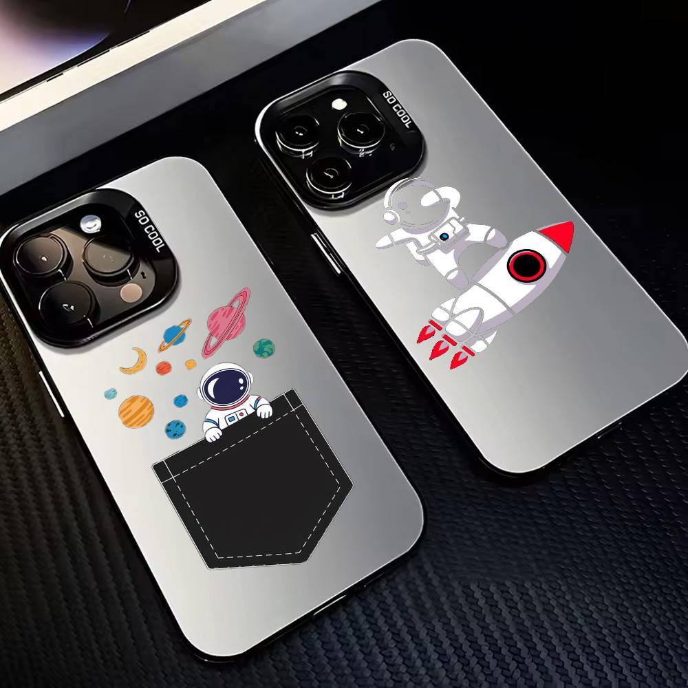 A-Abstract astronaut M-mobile Phone Case For iPhone17,16,15,14,13,12,11 Plus,Pro Max Black Candy silver phone case