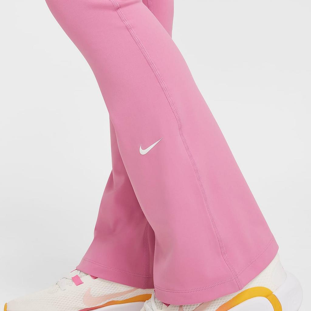 Nike Dri-Fit One High-Waisted Slim Fit Flare Leggings With Logo Print Kids Leggings Mystery-Flamingo-Red White FZ5609-646