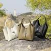 New Spring and Summer Genuine Leather Women's Bag Daily Commuting Handbag Fashion Wind Chime Bag Slanted Vegetable Basket Bag