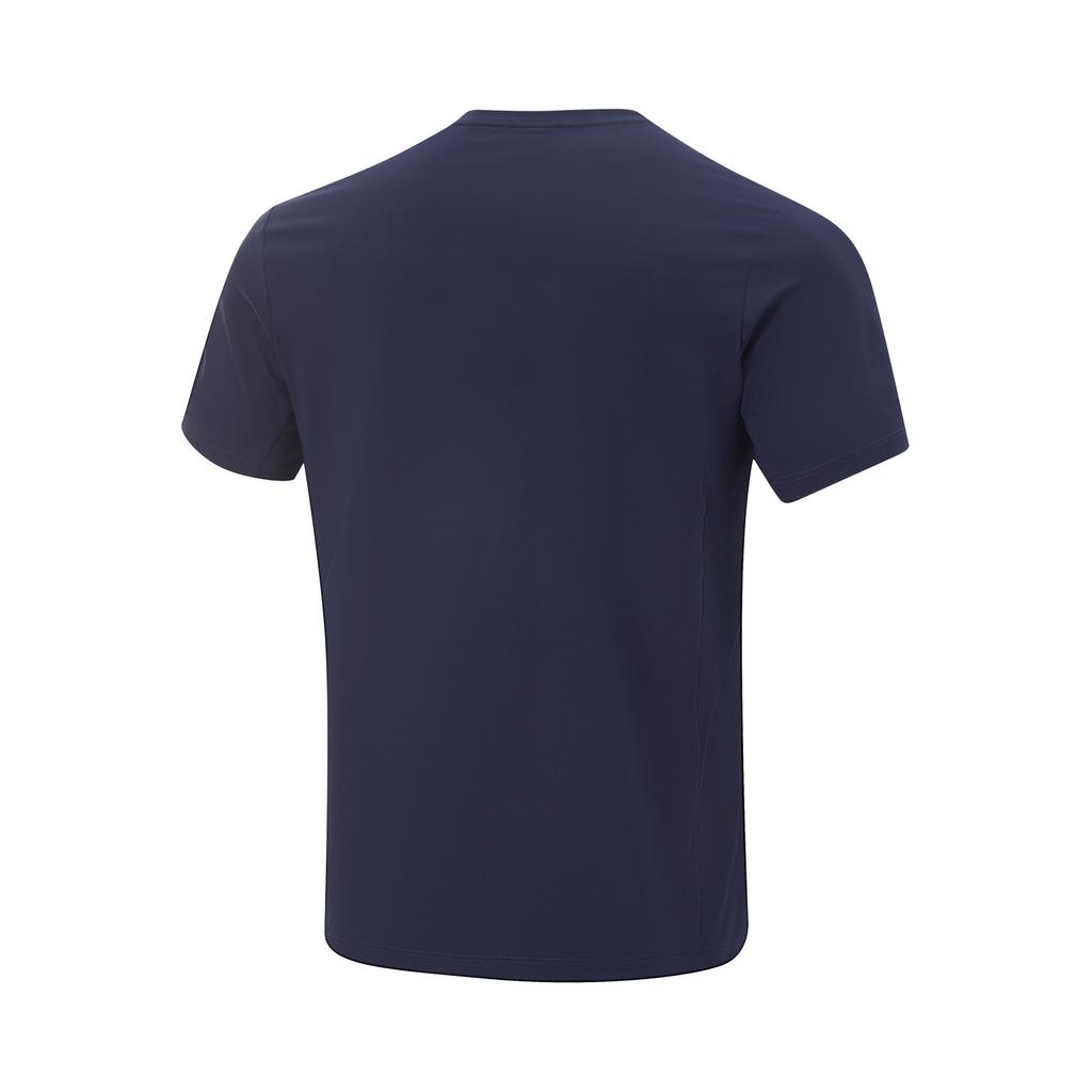 Li-Ning Casual Sports Simple Solid Color Round Neck Pullover Short Sleeve T-Shirt Men Tops Ink-Blue ATSV361-8