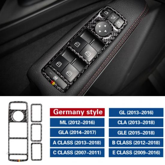 Carbon Fiber For Mercedes Benz W176 W204 W212 C Class Car Window Control Panel Sticker Interior Trim Car