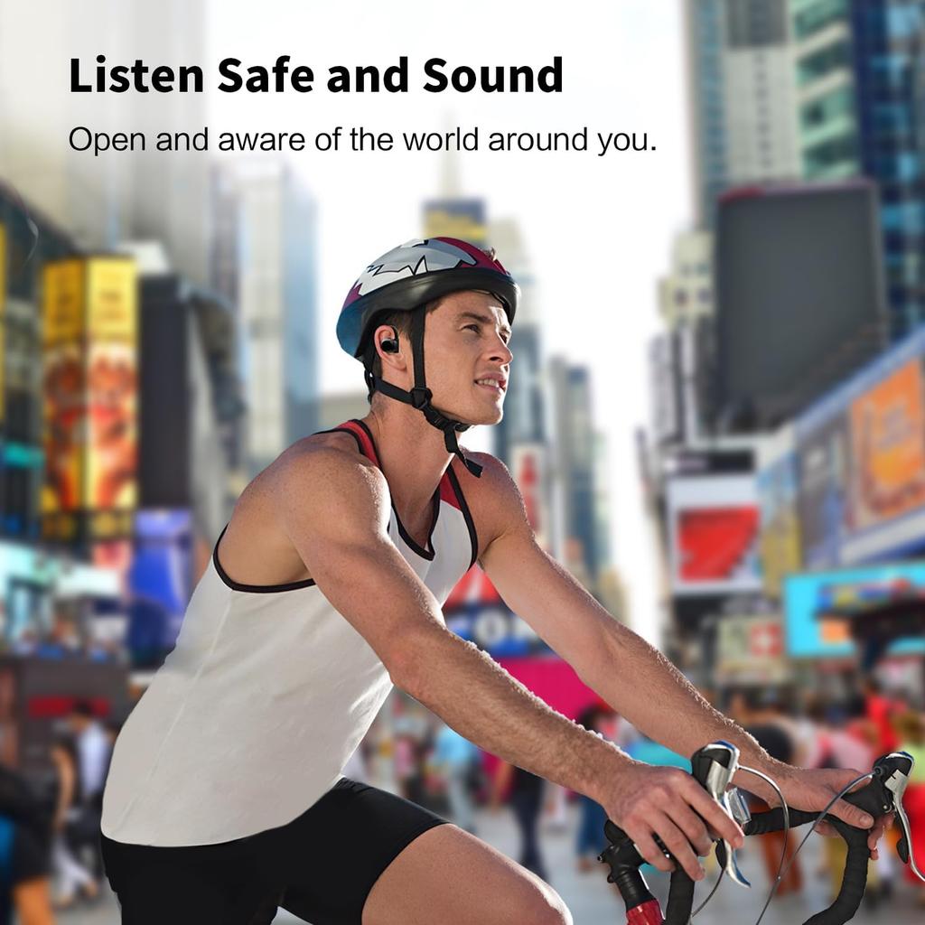 Open Ear Headphones, 70H Playtime Air Conduction Earbuds w/Fast Charging, 16.2mm Hi-Fi Audio Drivers, Physical Buttons, ENC Mic, IPX5 Waterproof,