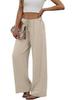 European & American Women's Casual Solid Wide-Leg Beach Pants with Elastic Waist & Pockets
