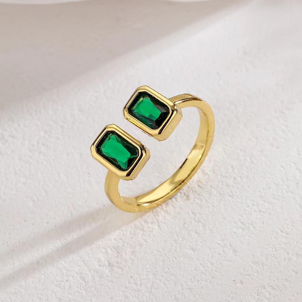High-end retro green zircon ring European and American style temperament fashion ring