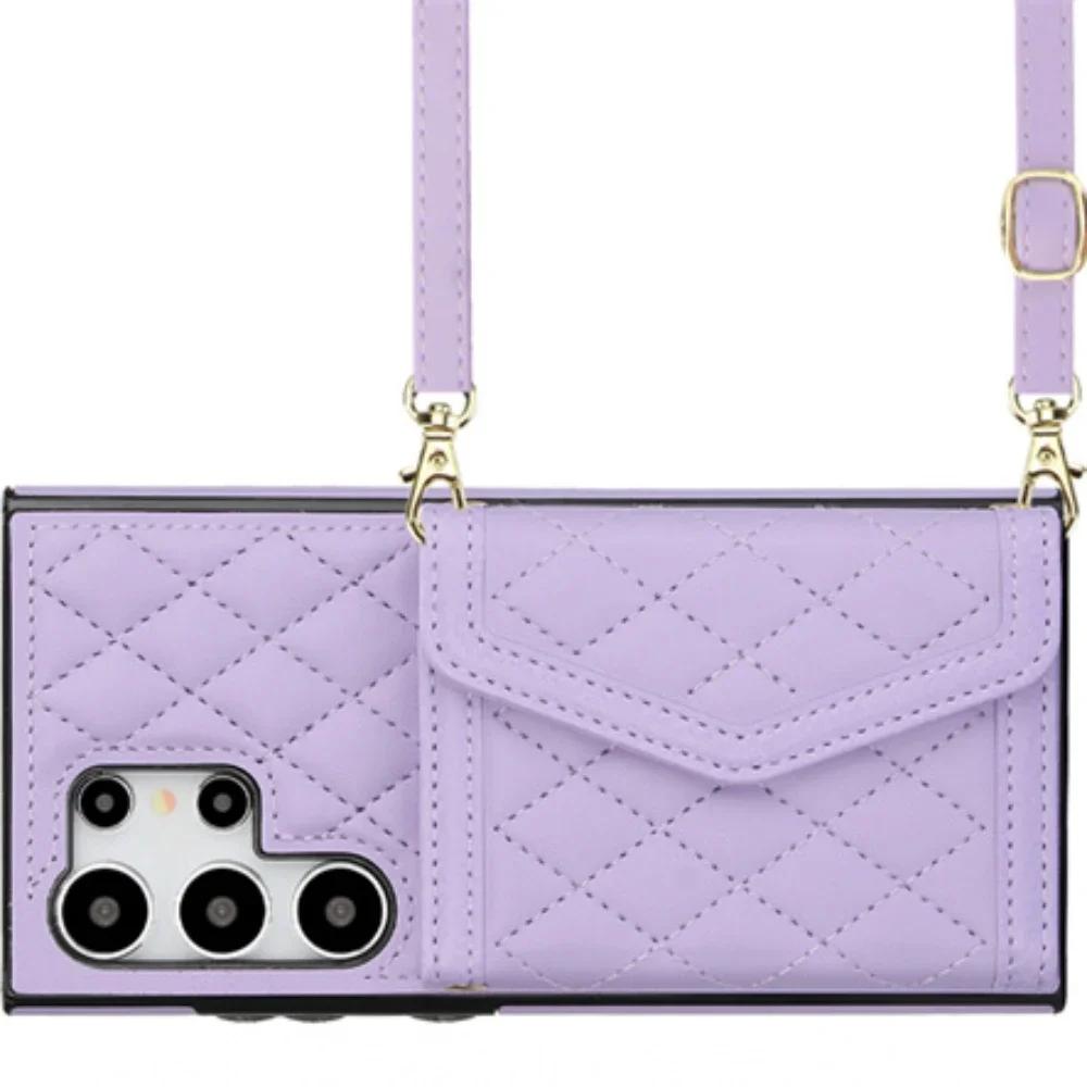 RFID Blocking Card Holder PU Leather Cover For Samsung Galaxy S24 Ultra S23 S21 S20 FE S22 Plus +Note 20 Crossbody Wallet Case