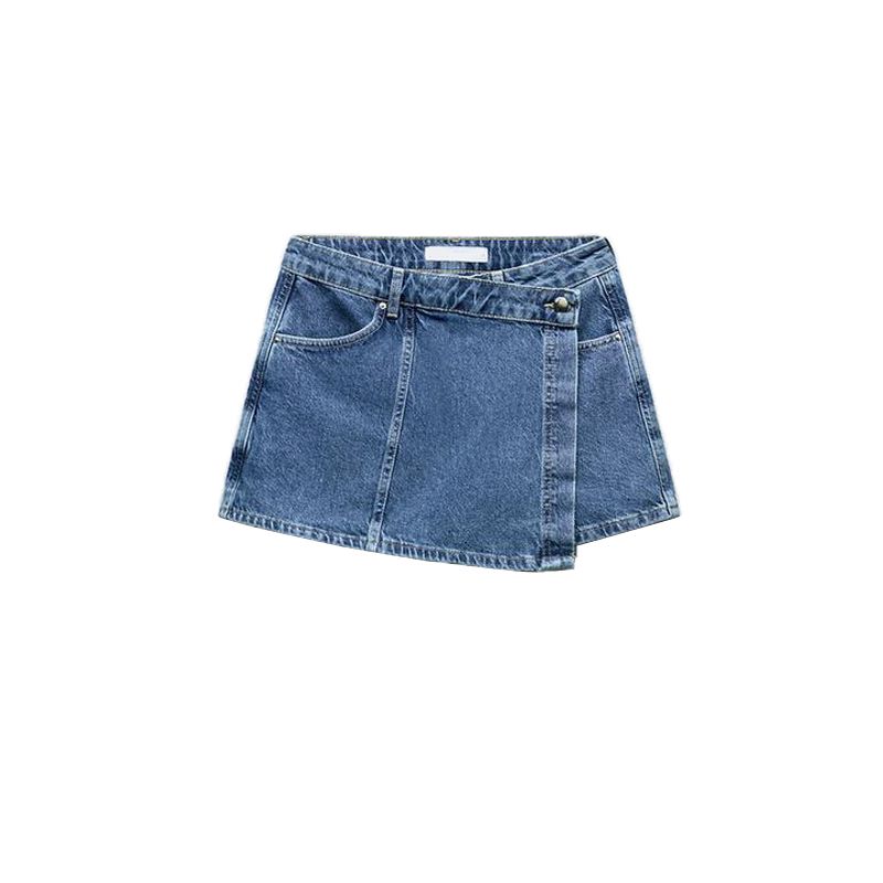 

Spring New Women s Commute Leisure Versatile Asymmetric High Waist A- line Skirt Denim Skirt 6164132 Medium Blue L