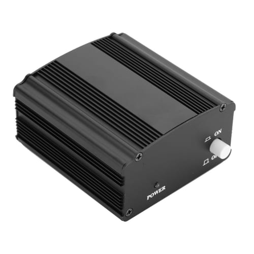 Phantom Power Supply for Condenser Microphones, Includes US Power Adapter and Charging Cable, 48V Input and Output, Mini Black, Music Recording Equipm