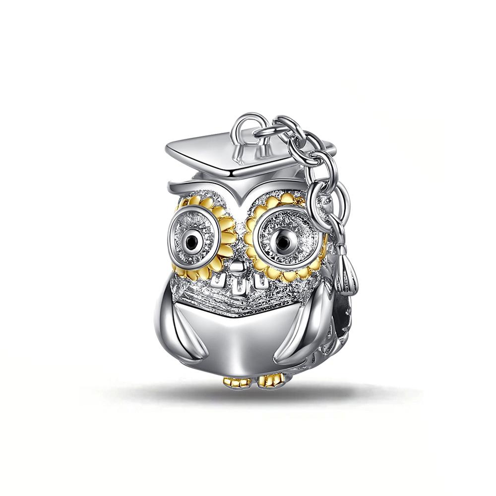 Charm Bead Charms Plata Cute Owl Graduation Gift copper Plated Ideal For Charm Bead Charms copper Plated Authentic Bracelets for Jewellery Making