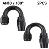 2 Pcs Universal AN4 AN6 AN8 AN10 Straight 0 45 90 180 Deg Aluminum Swivel Hose End Fitting Adapter For Oil Fuel CPE Line Black