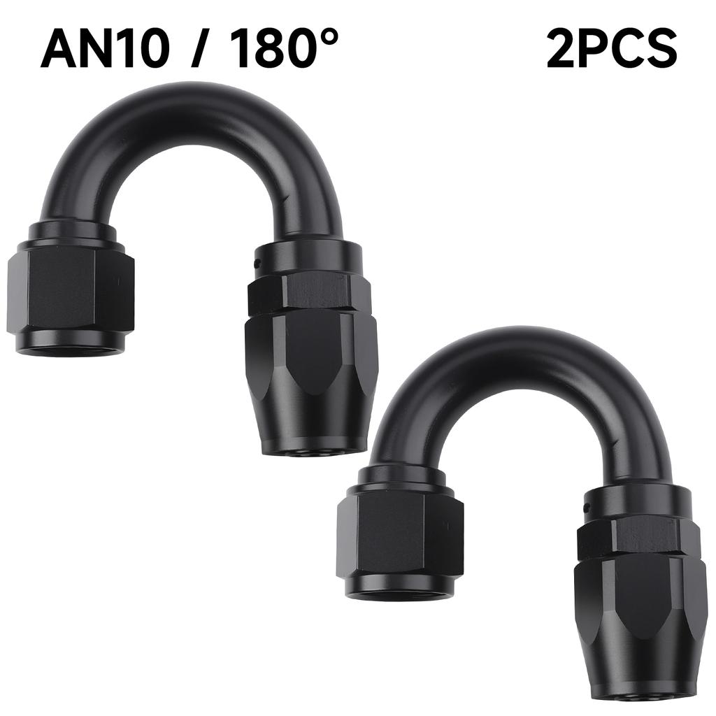 2 Pcs Universal AN4 AN6 AN8 AN10 Straight 0 45 90 180 Deg Aluminum Swivel Hose End Fitting Adapter For Oil Fuel CPE Line Black