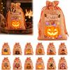 Drawstring Gift Pouches 2Pcs Halloween Pumpkin Bags for Candy Treats, Retro Burlap Trick or Treat Party Souvenirs Bags, Portable Goodie Kids