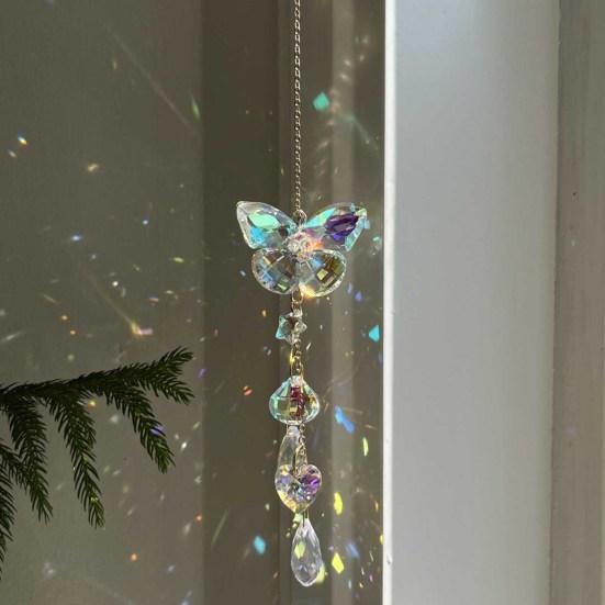 Faux Crystal Suncatcher Colorful Prism Butterfly/Dradonfly Window Hanging Ornament for Window Ceiling Garden Home Decor
