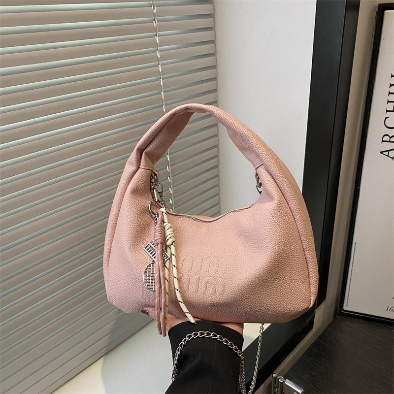 

Стильная и простая портативная сумка-полумесяц, новая весенне-летняя плечевая сумка на цепочке, высокотекстурная и красивая сумка-мессенджер. no pendant розовый