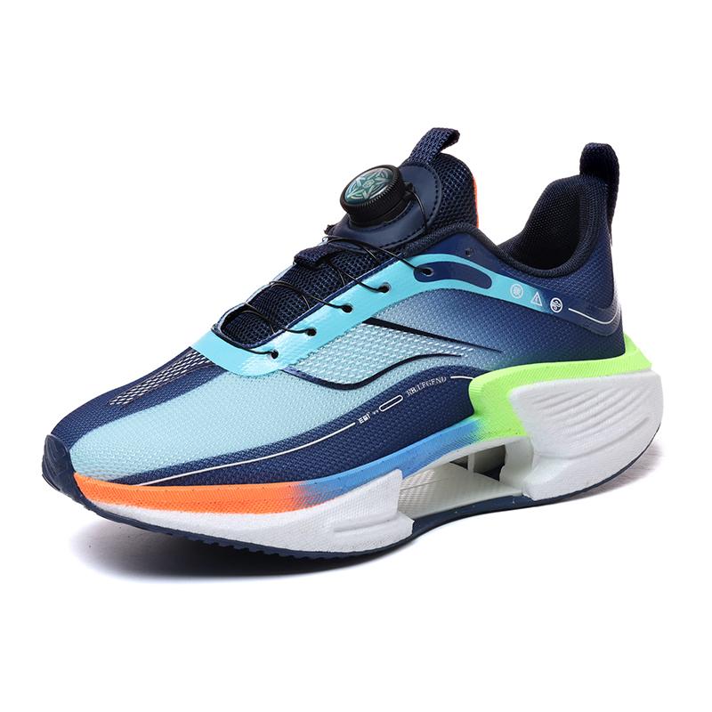 Summer new breathable mesh sports shoes for men rotary button soft sole anti-slip youth shock absorbing running shoes