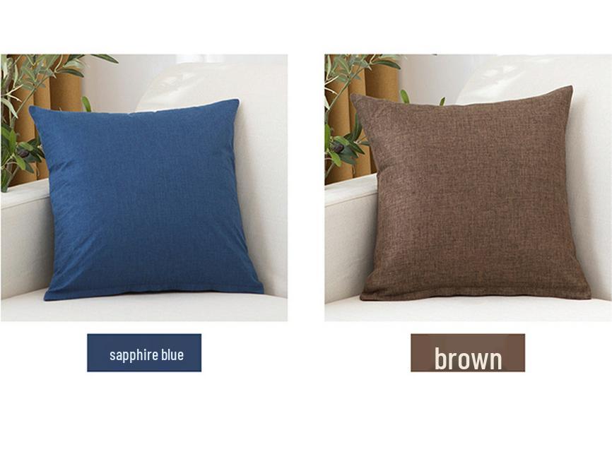 Solid Color Linen Throw Pillow Cover with Customizable Logo.