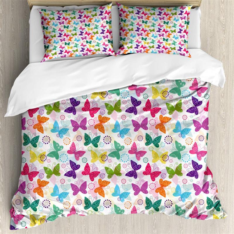 Comforter Butterfly Romantic Spring Theme Bedding Set Colorful Flying Butterflies Twin Full For Girls Teen Deocr