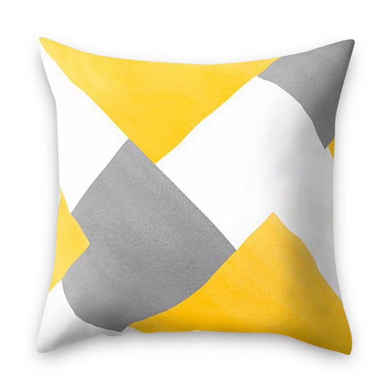 Sandstone Simple Yellow Pillow Geometric Pillow Case Plush Car Living Room Sofa Pillow Nordic