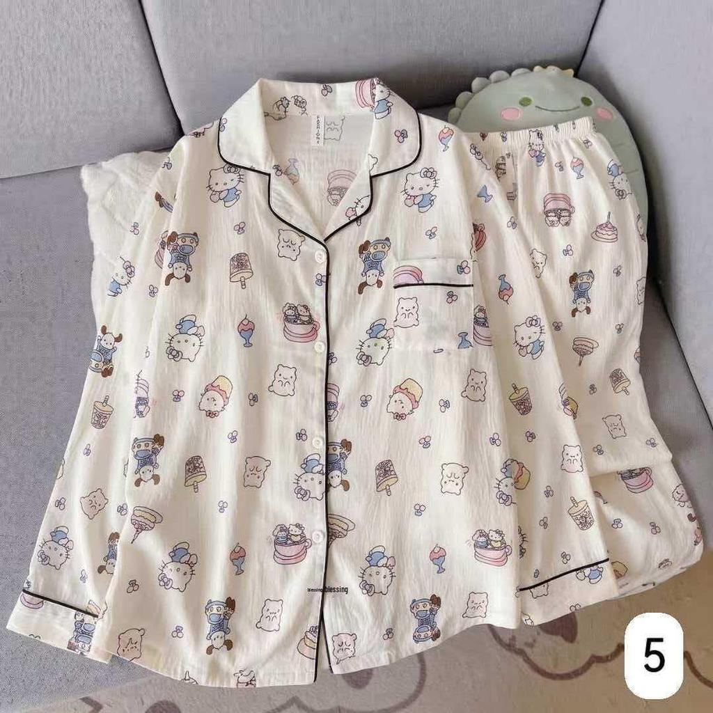 Women's Cloud Cotton Long Sleeve Pajamas - Sweet Cartoon Design for Spring & Autumn, Versatile for Home or Out
