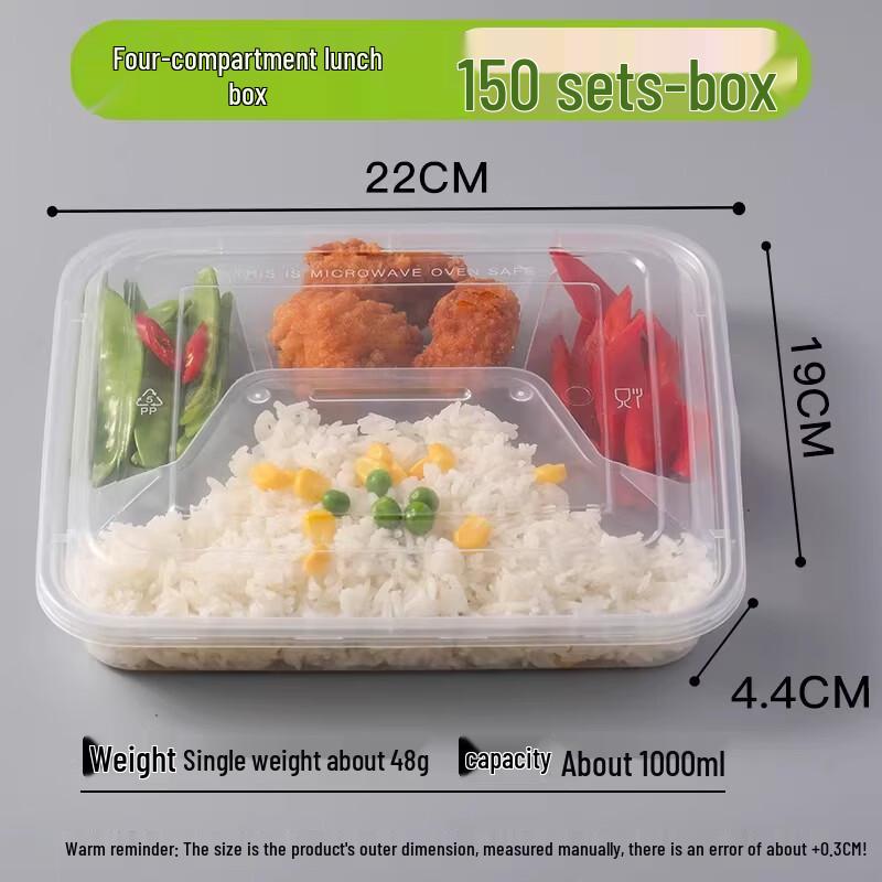 Transparent Disposable Multi-Compartment Takeaway Containers