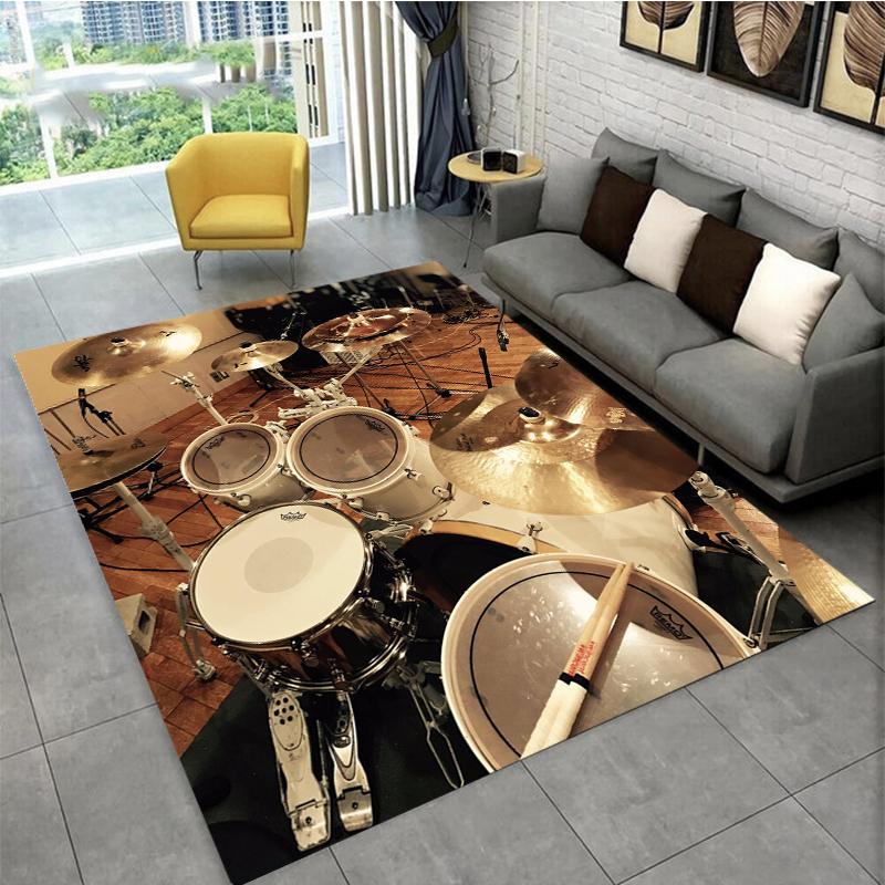 3D Drum Instrument Carpet, Living Room,bedroom, Sofa, Door Mat, Decorative Carpet, Drum Sound Insulation and Anti Slip Floor Mat