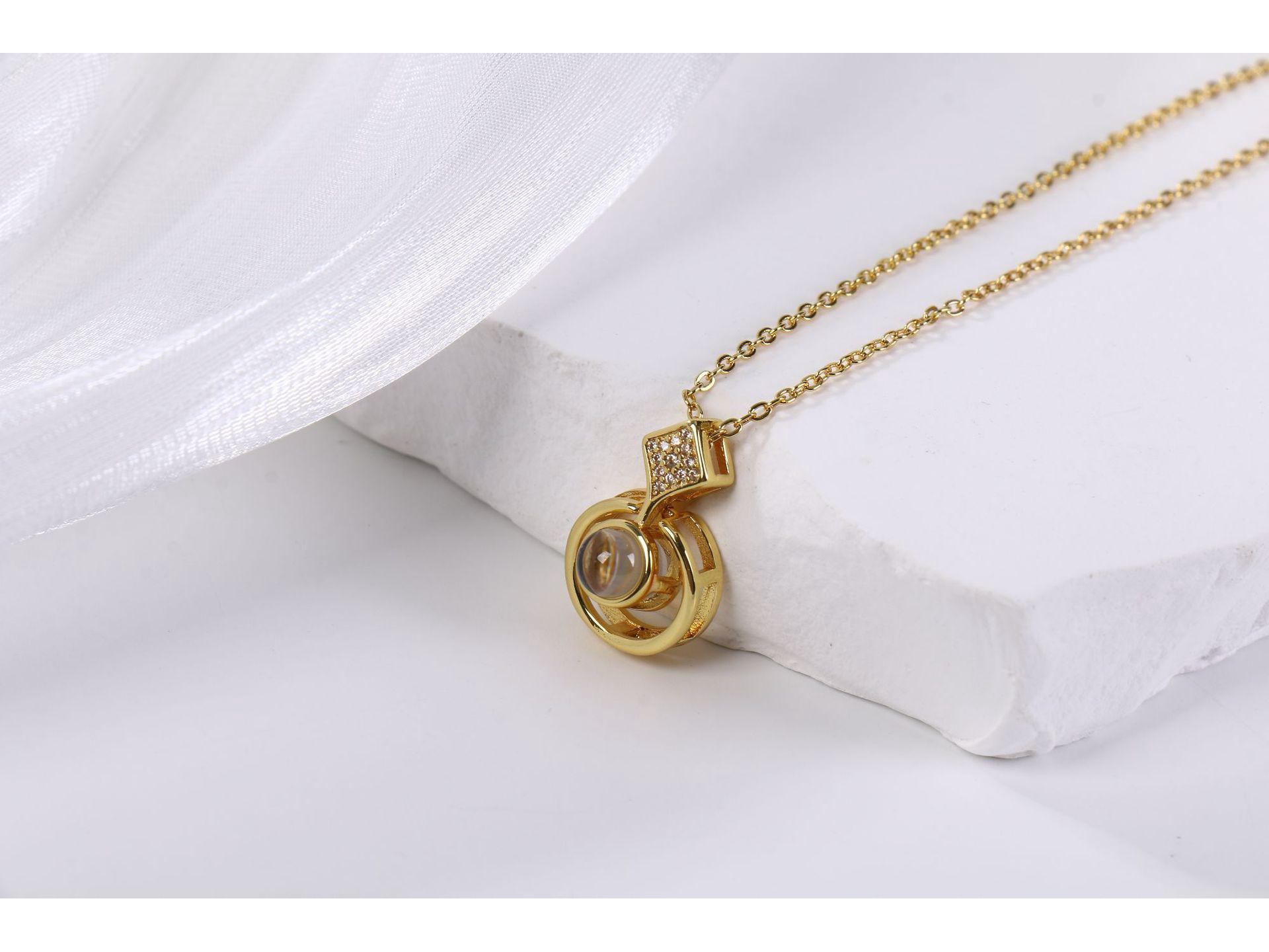 Модное женское колье: Розовое золото Подвеска-проектор  Слезы эльфа